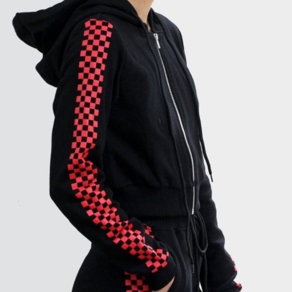 Danielle Guizio Checkered Tracksuit Top